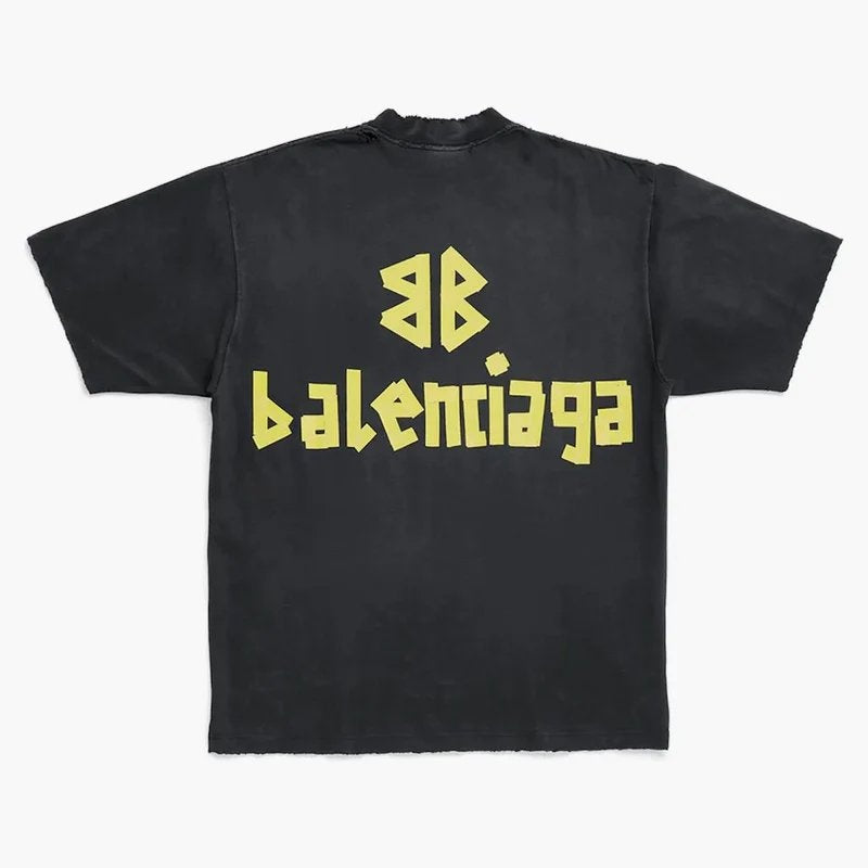 Balenciaga Tape Type T-Shirt Black Faded - fronte
