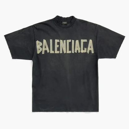 Balenciaga Tape Type T-Shirt Black Faded - retro