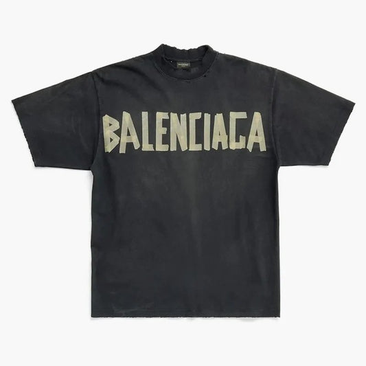 Balenciaga Tape Type T-Shirt Black Faded - retro