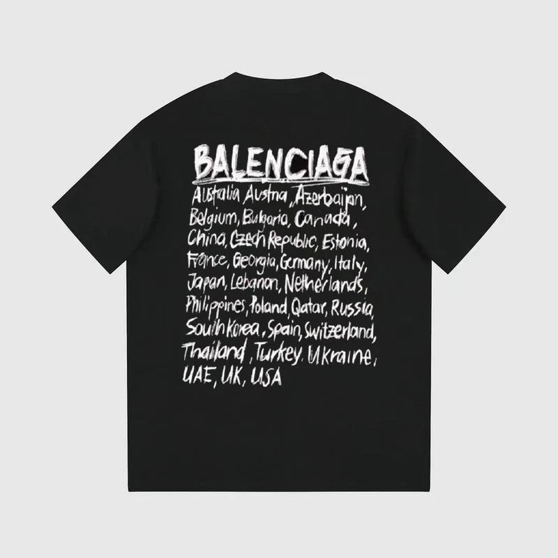 Balenciaga Countries T-Shirt Black - retro