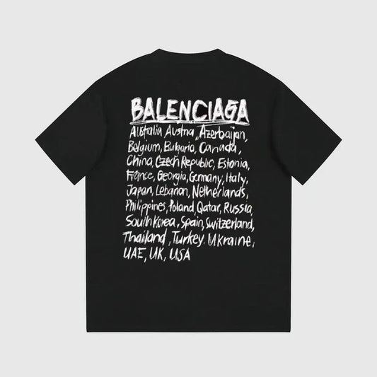 Balenciaga Countries T-Shirt Black - retro