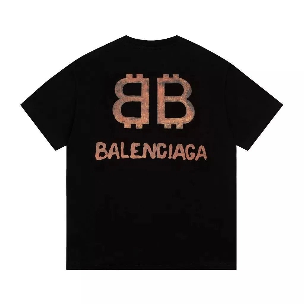 Balenciaga BB Logo Bitcoin T-Shirt Black - fronte